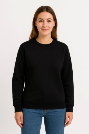 Üç İplik Düz Bisiklet Yaka SweatShirt - Siyah - 3