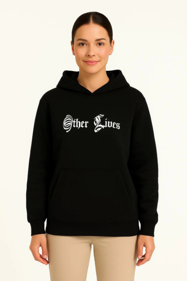 Üç İplik Kapşonlu ön Ve Arka Baskılı SweatShirt Hoodie- Siyah - 3