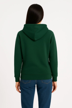 Üç İplik Kapüşonlu Kanguru Çepli SweatShirt Hoodie - Haki - 2