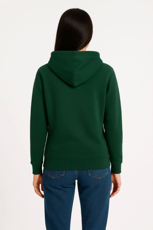 Üç İplik Kapüşonlu Kanguru Çepli SweatShirt Hoodie - Haki - 2