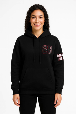 Üç İplik Kapüşonlu Ön Ve Arka Baskılı SweatShirt Hoodie - Siyah - 2