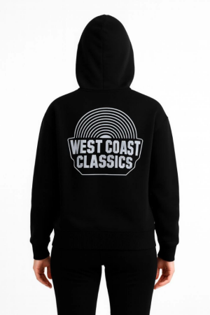 Üç İplik Kapüşonlu Ön Ve Arka Baskılı SweatShirt Hoodie - Siyah - 4