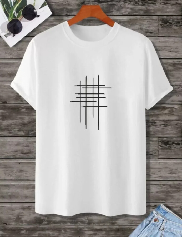 Unisex Baskılı Oversize T-Shirt - Beyaz - ANGELINO BuyukBedeniz