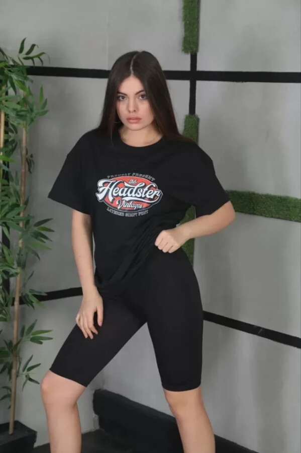 Unisex Baskılı Oversize T-Shirt - Siyah - ANGELINO BuyukBedeniz