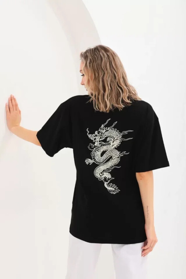 Unisex Baskılı Oversize T-Shirt - Siyah - ANGELINO BuyukBedeniz