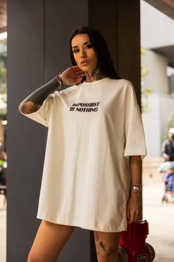 Unisex Bisiklet Yaka Baskılı Oversize T-Shirt - Beyaz - ANGELINO BuyukBedeniz