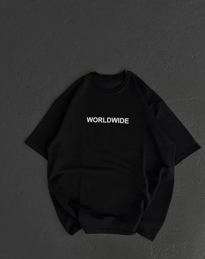 Unisex Bisiklet Yaka Baskılı Oversize T-Shirt - Siyah - ANGELINO BuyukBedeniz