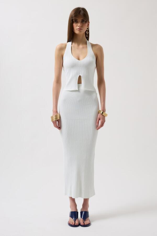 V Detay Dokulu Crop Bluz - 2