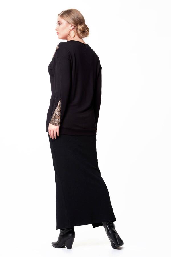 V Leopard Sequin Plus Size Blouse Black - 3