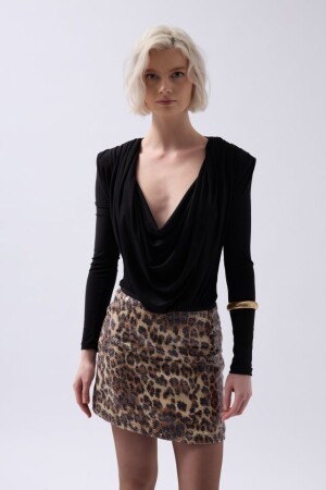 Vatkalı Degaje Yaka Bodysuit - 3
