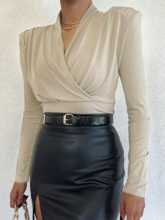 Vatkalı Kruvaze Model Sandy Bluz-Bej - 3