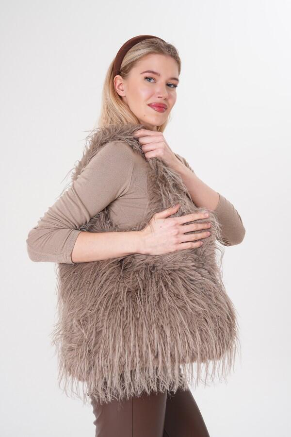 VİZON Peluş Kürklü Suni Çanta 03 - 1