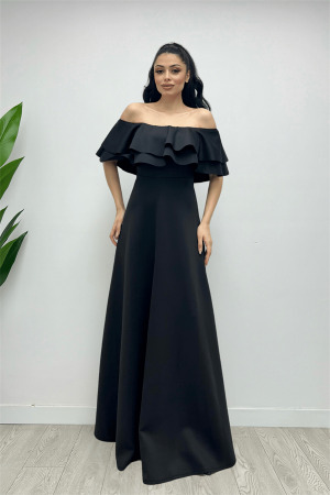 Ruffle Dress - Black - Angelino Moda (1)