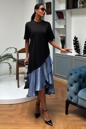 Volanlı Süprem Elbise 2864 - ANGELINO BuyukBedeniz