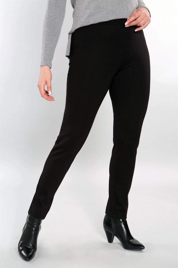 Plus Size Black Trousers with Elastic Waist - 2