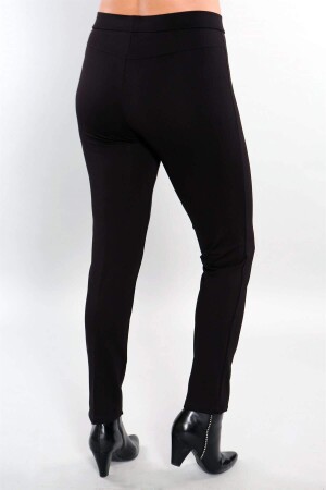Plus Size Black Trousers with Elastic Waist - 4