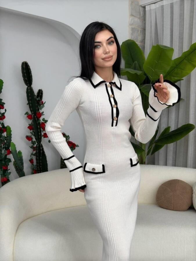 Wale Cep Detaylı Elbise - 1