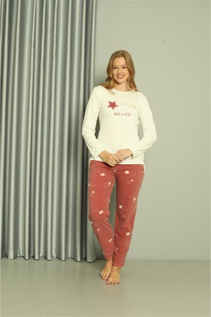 Angelino Welsoft Polar Kadın 3'lü kiremit Pijama Takımı 20605 - 3