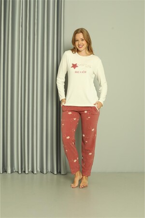 Angelino Welsoft Polar Kadın 3'lü kiremit Pijama Takımı 20605 - 8