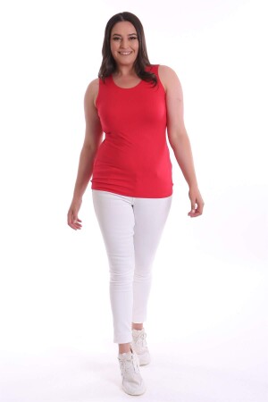 Wide Strap Basic Red Blouse - 1