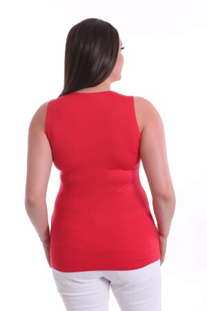 Wide Strap Basic Red Blouse - 5