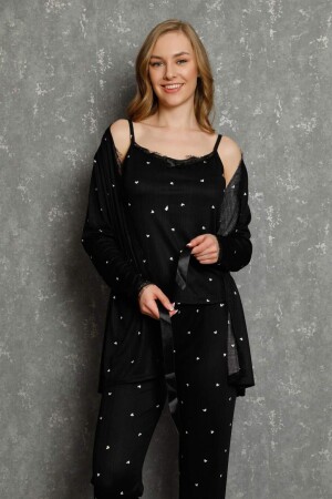 Women's 100% Cotton 3-Piece Dressing Gown Pajama Set 16103 - 1