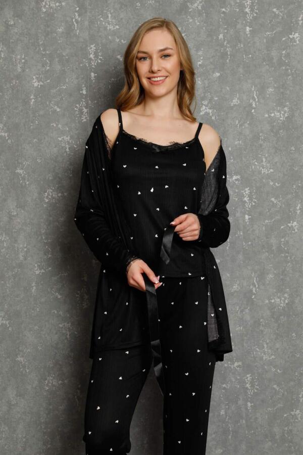 Women's 100% Cotton 3-Piece Dressing Gown Pajama Set 16103 - 1