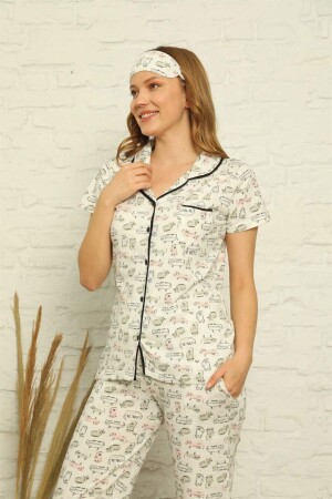 Women's 100% Cotton Front Buttoned Short Sleeve Pajama Set 2842 - 1