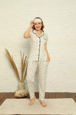 Women's 100% Cotton Front Buttoned Short Sleeve Pajama Set 2842 - 2