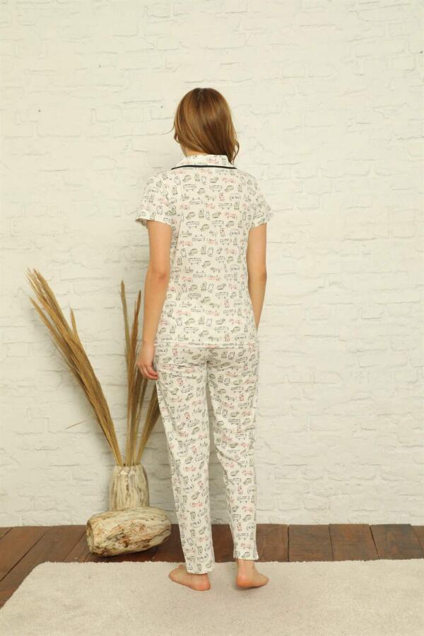 Women's 100% Cotton Front Buttoned Short Sleeve Pajama Set 2842 - 3
