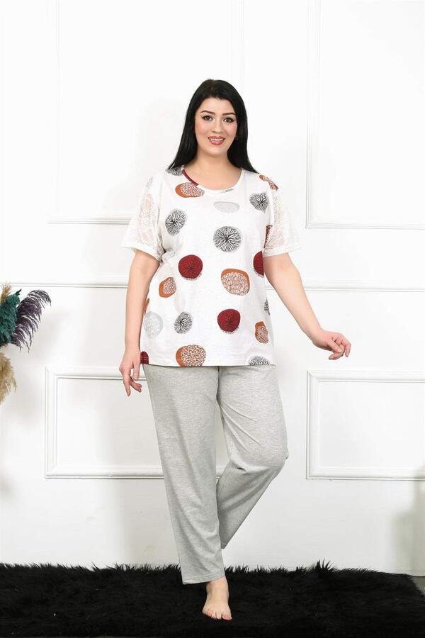 Women's 5XL-6XL-7XL-8XL Plus Size Short Sleeve Pajama Set 75002 - 1