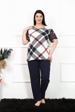 Women's 5XL-6XL-7XL-8XL Plus Size Short Sleeve Pajama Set 75003 - 2