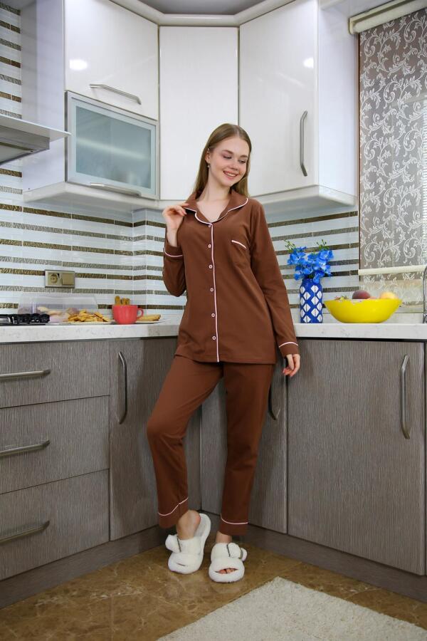 Women's Combed Cotton Long Sleeve Pajama Set 2773 - 2