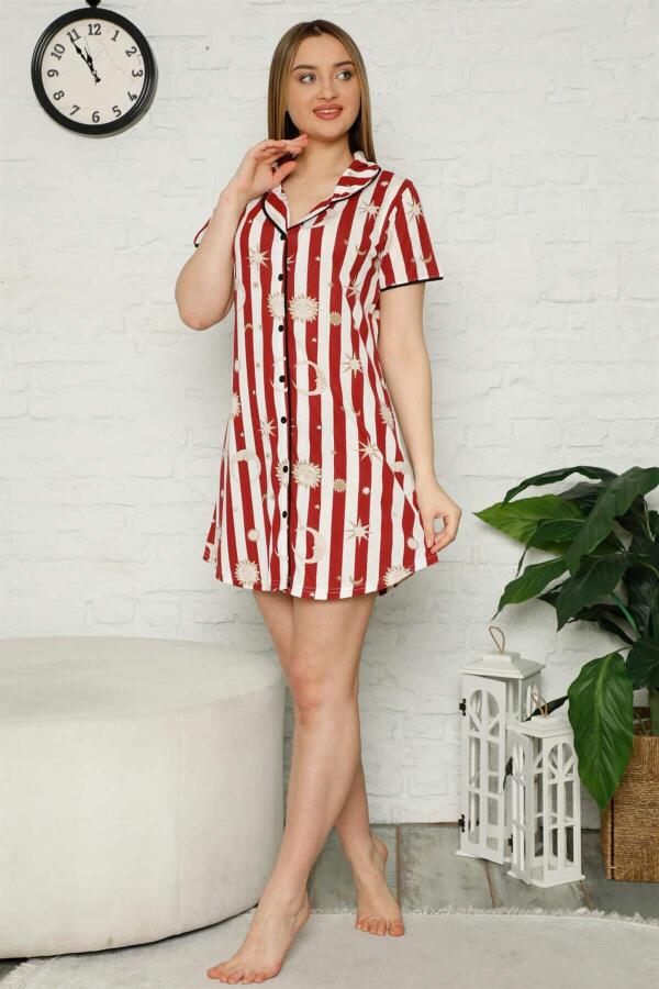 Women's Cotton Front Buttoned Nightgown 979 - 1