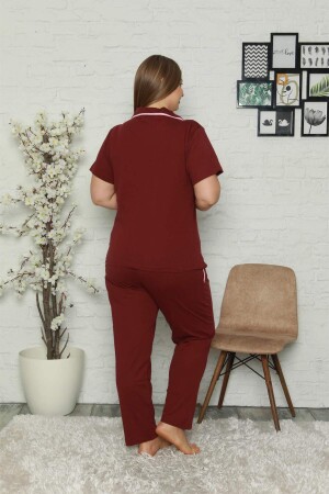 Women's Cotton Pocketed Short Sleeve Plus Size Pajama Set 202063 - 3