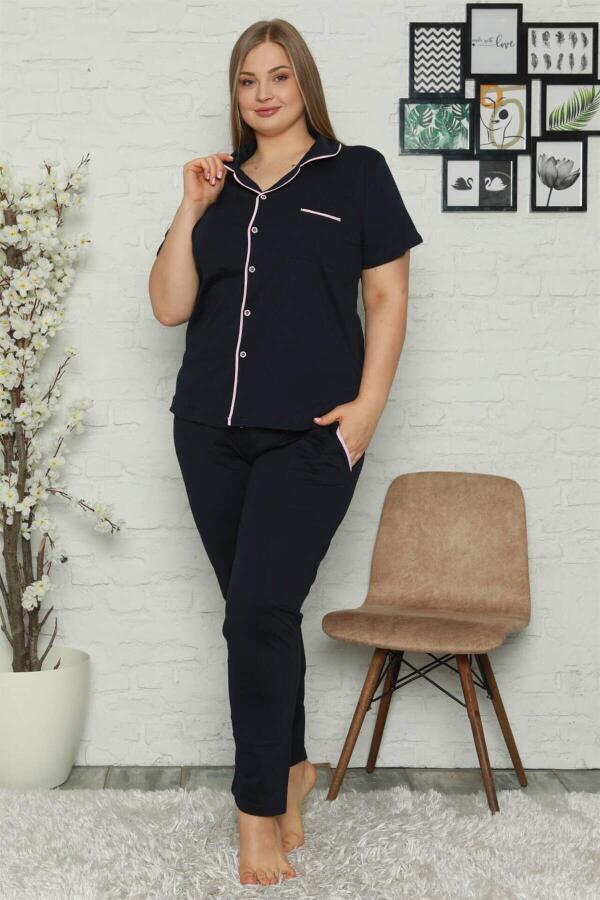 Women's Cotton Pocketed Short Sleeve Plus Size Pajama Set 202064 - 1
