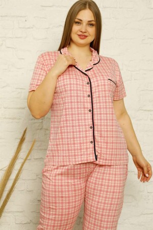 Women's Cotton Pocketed Short Sleeve Plus Size Pajama Set 202126 - 1