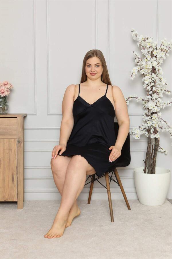 Women's Cotton Rope Strap Plus Size Nightgown 996 - 1