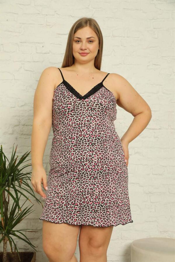 Women's Cotton Rope Strap Plus Size Nightgown 999 - 1