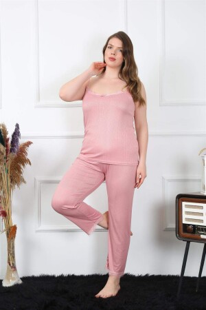 Women's Large Size Powder Rope Strap Pajama Set 202195 - 1