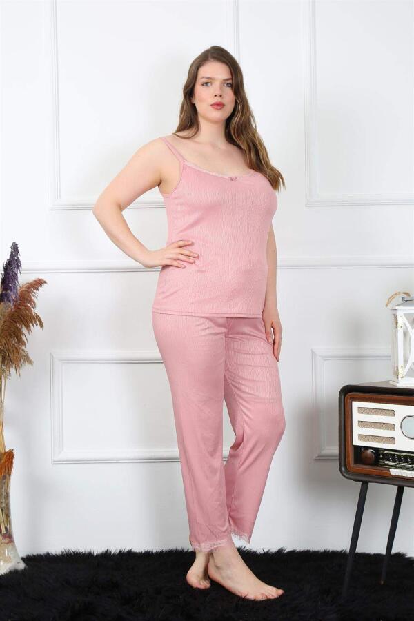 Women's Large Size Powder Rope Strap Pajama Set 202195 - 4