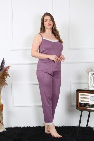 Women's Large Size Plum Rope Strap Pajama Set 202195 - 1