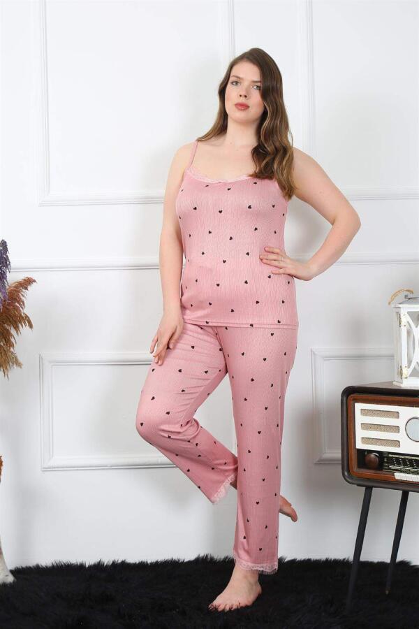 Women's Large Size Salmon Rope Strap Pajama Set 202196 - 1