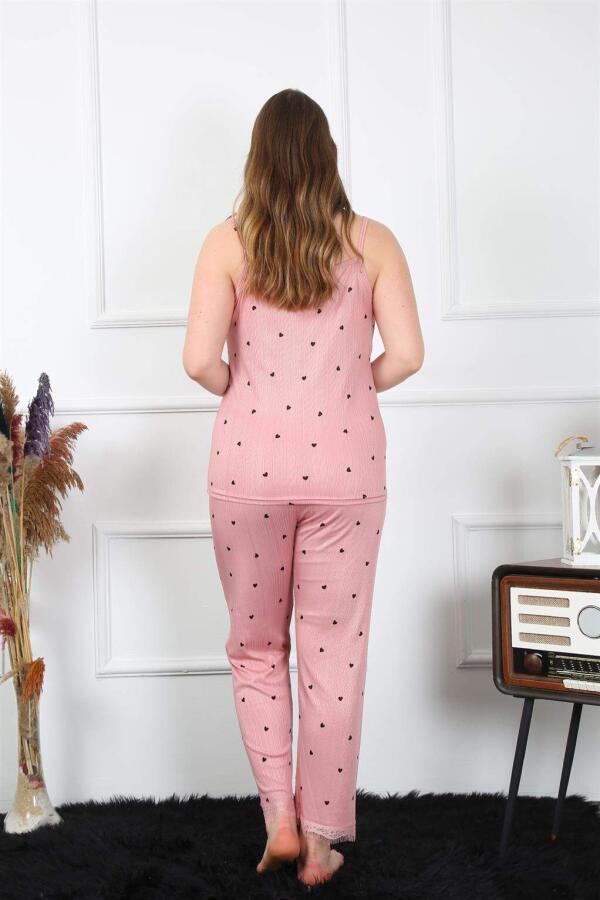 Women's Large Size Salmon Rope Strap Pajama Set 202196 - 5