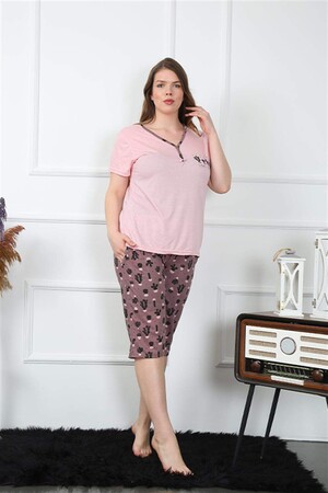 Women's Large Size Viscon Capri Pajama Set 202202 - 3