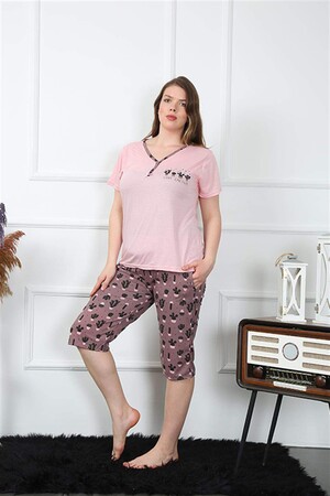 Women's Large Size Viscon Capri Pajama Set 202202 - 5