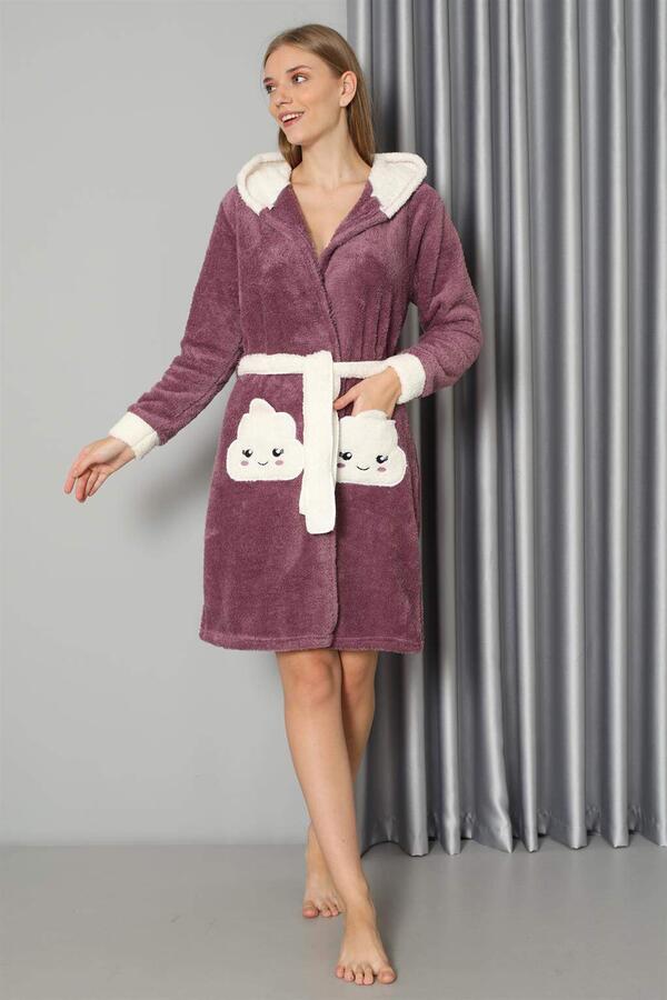 Women's Purple Welsoft Fleece Dressing Gown 20573 - 2