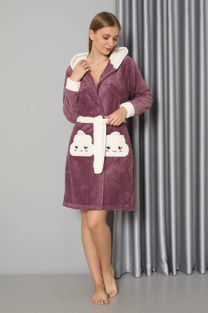 Women's Purple Welsoft Fleece Dressing Gown 20573 - 3