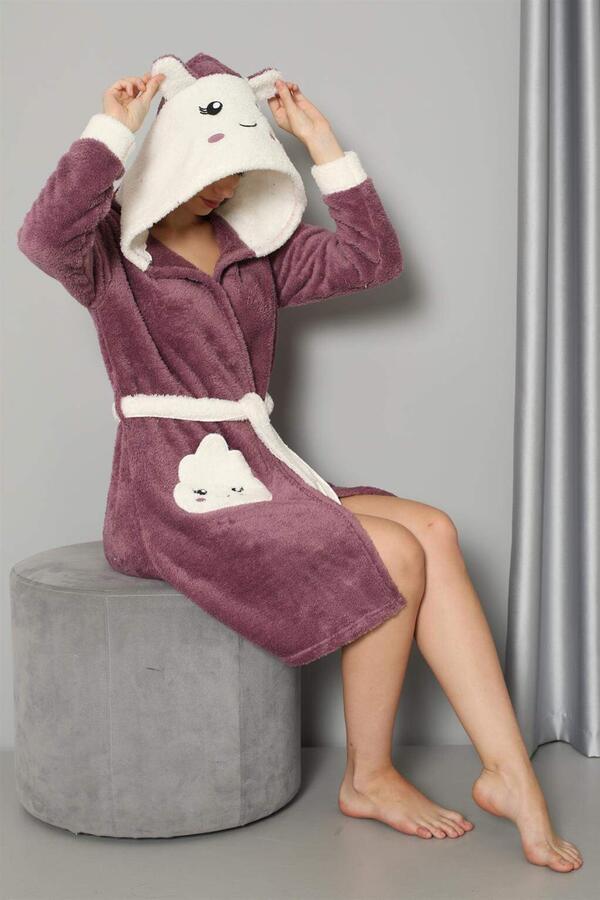 Women's Purple Welsoft Fleece Dressing Gown 20573 - 4