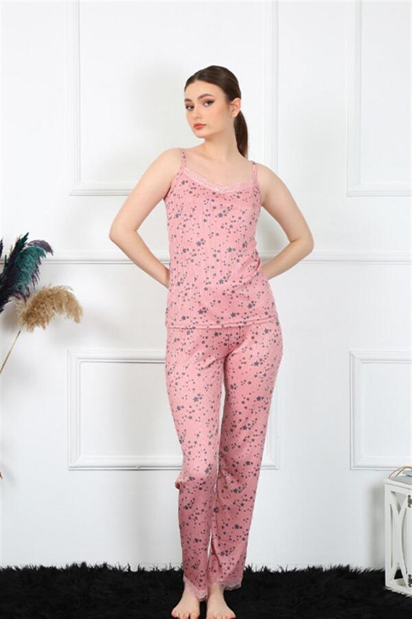 Women's Rope Strap Powder Pajama Set 4137 - 4